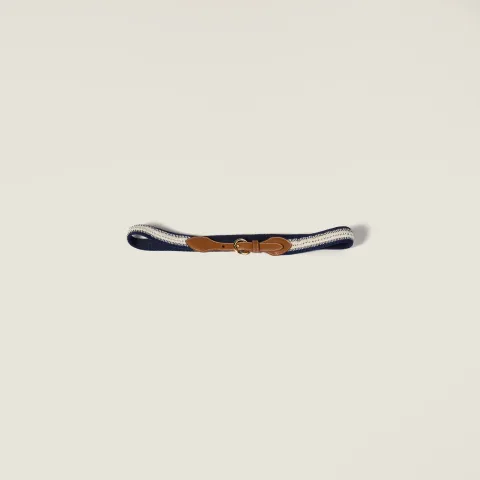 Leather and cotton crochet belt