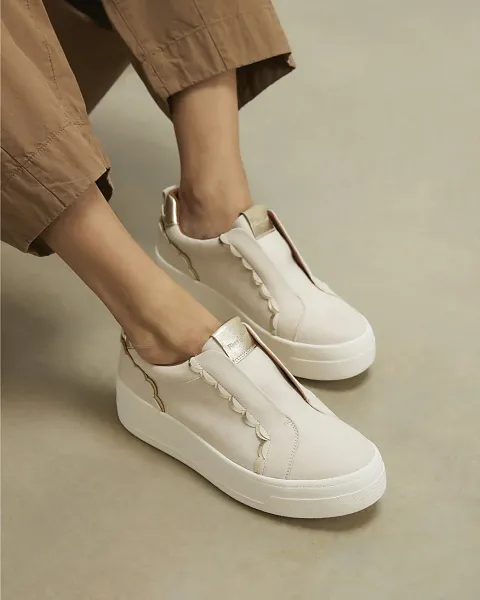 River Island Faux Suede Scalloped Slip On Trainers