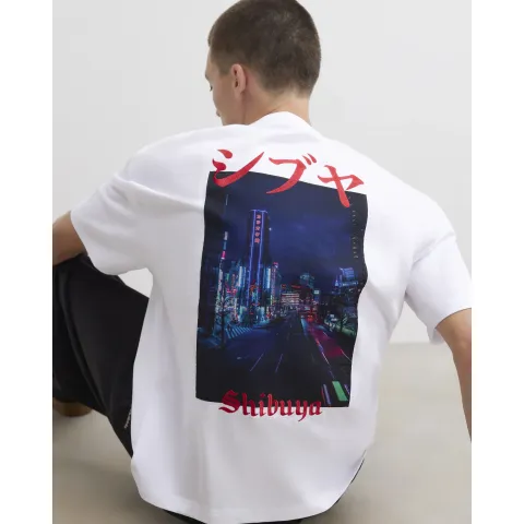 River Island Cotton Japanese Scene Patch T-Shirt