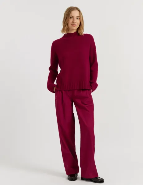 Chinti & Parker Pure Cashmere Funnel Neck Relaxed Jumper Red