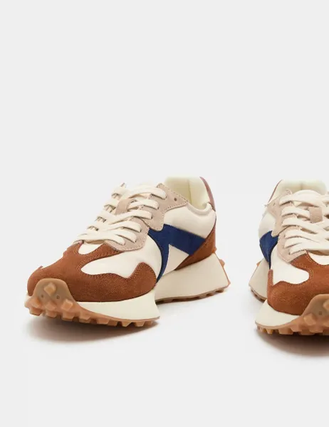 Marks & Spencer Suede Side Detail Trainers Natural Mix