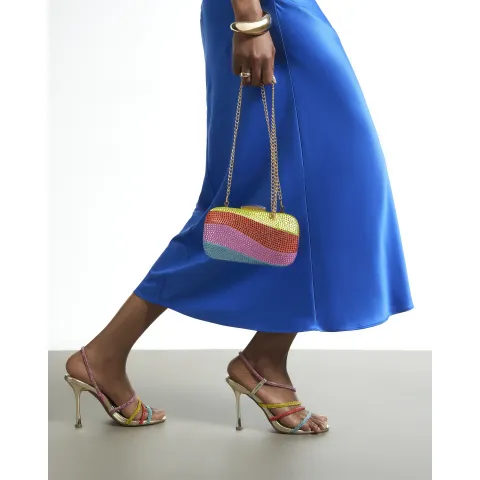 River Island Diamante Rainbow Swirl Hard Clutch Bag