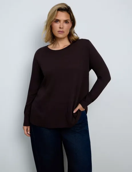 Live Unlimited London Pure Cotton Scoop Neck Top Brown