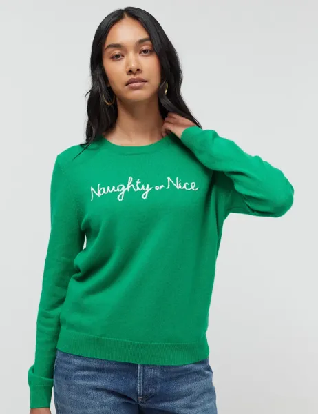 Chinti & Parker Wool Rich Christmas Slogan Jumper with Cashmere