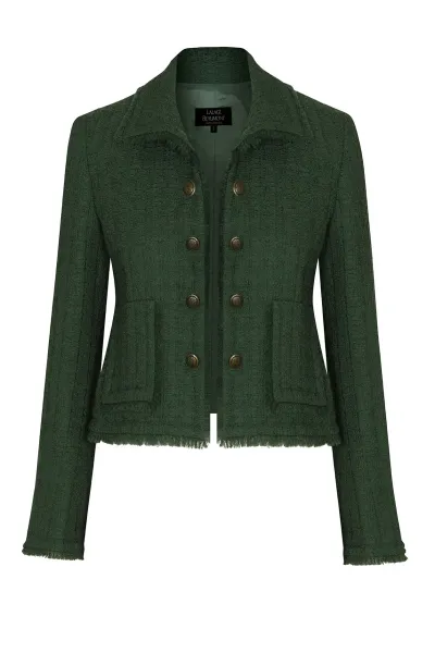 Lalage Beaumont Davi Jacket in Olive Green Boucle