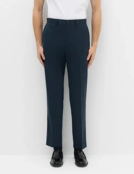 Marks & Spencer Regular Fit Wool Blend Trousers Navy