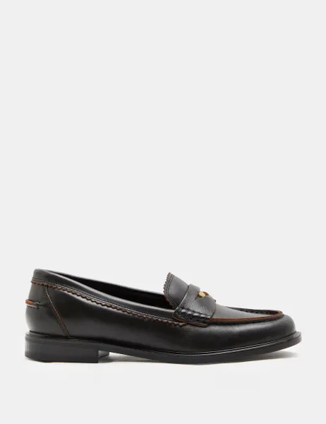 Marks & Spencer Leather Penny Loafers Black