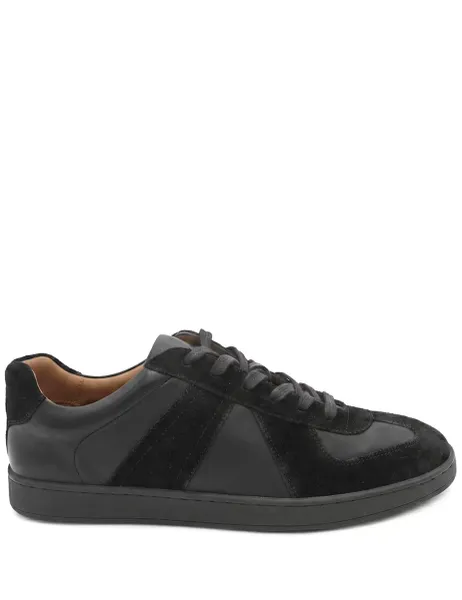 Wide Fit Leather Lace Up Trainers Black