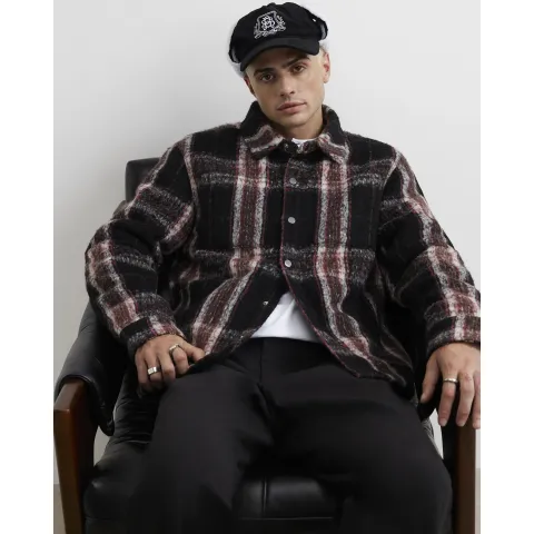 River Island Regular Fit Brushed Check Overshirt