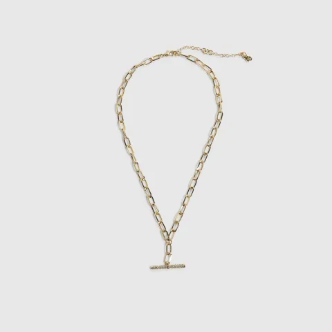 River Island Rhinestone T Bar Necklace