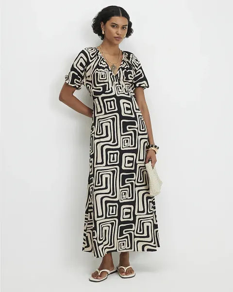 River Island Geometric Print Midi Maxi Dress