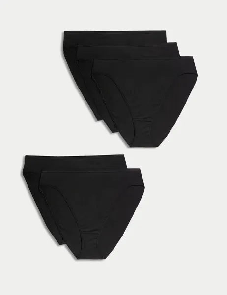 Marks & Spencer 5pk Cotton Modal High Waisted High Leg Knickers Black