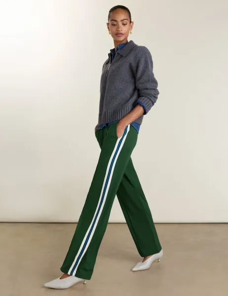 Side Stripe Elasticated Waist Trousers Green