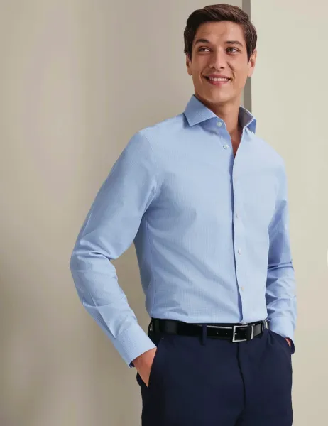 Charles Tyrwhitt Slim Fit Non Iron Pure Cotton Check Shirt Blue Mix