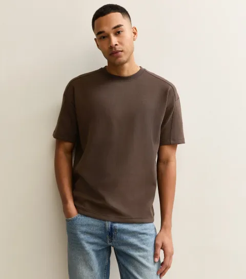 New Look Men's Dark Brown Oversized Short Sleeve T-Shirt