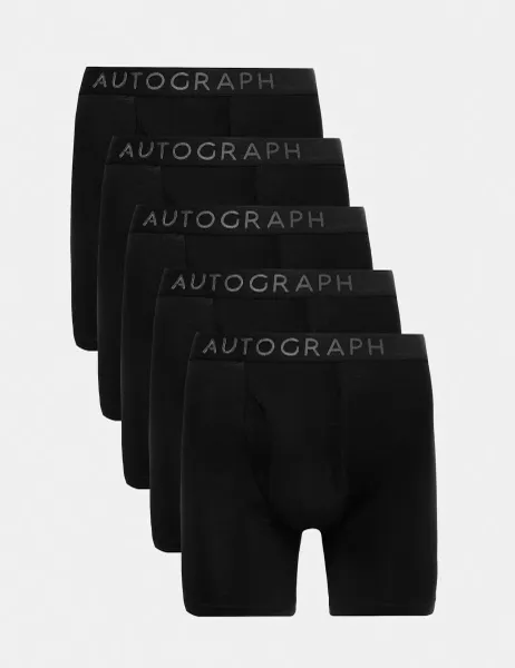 Autograph 5 Pack Supima Cotton Modal Longer Length Trunks Black