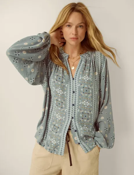 Monsoon Printed Blouse Blue Mix