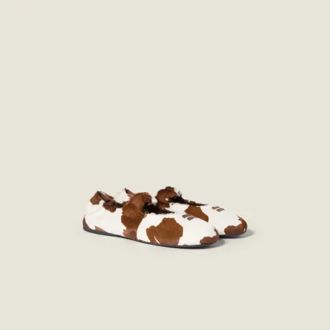 Ruches printed leather ballerinas