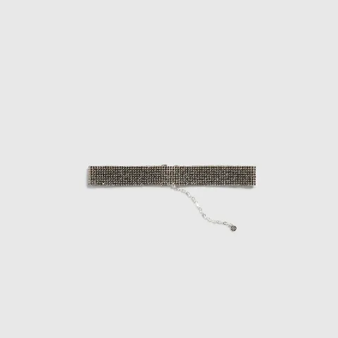 River Island Gunmetal Rhinestone Choker Necklace
