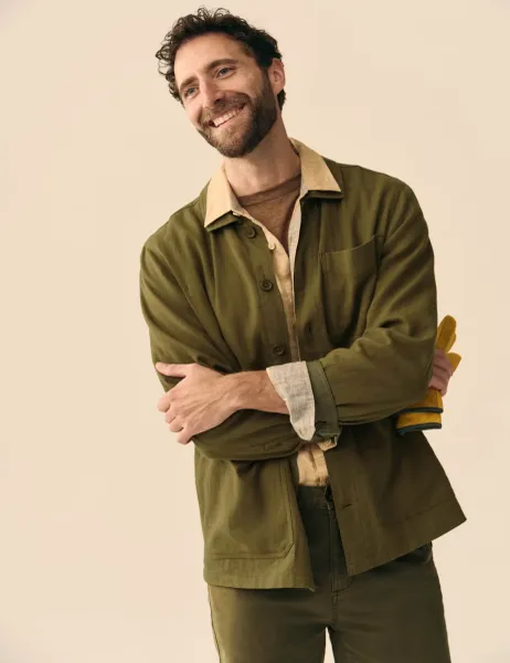 White Stuff Cotton Linen Blend Overshirt Green
