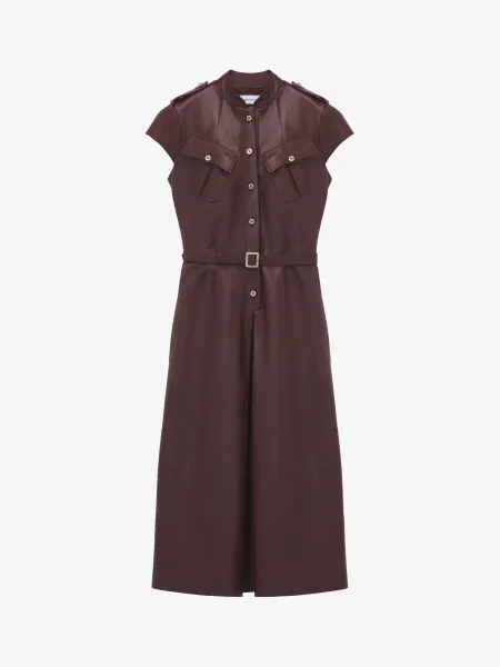 Leather Uniform Midi Dress