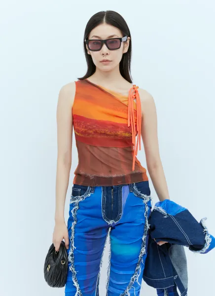 Cut-Out Sleeveless Mesh Top