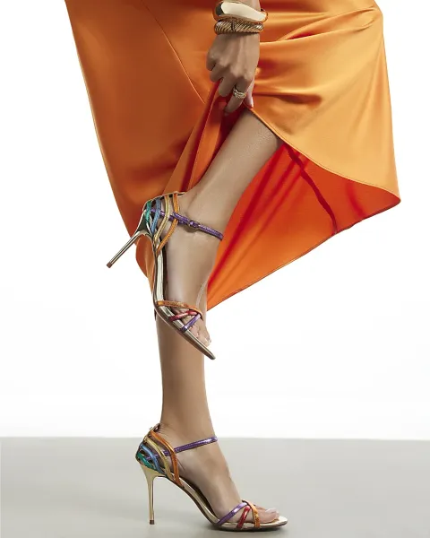 River Island Multi Colour Caged Back Heeled Sandals