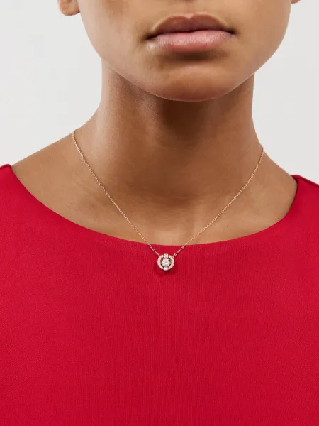 Swarovski Sparkling Round Necklace (Rose Gold)