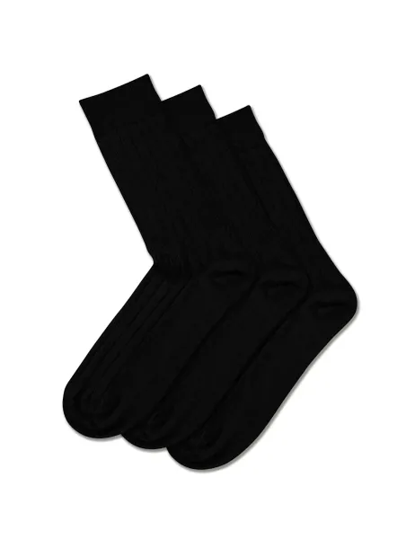 Charles Tyrwhitt 3 Pack Merino Wool Rich Ribbed Socks Black