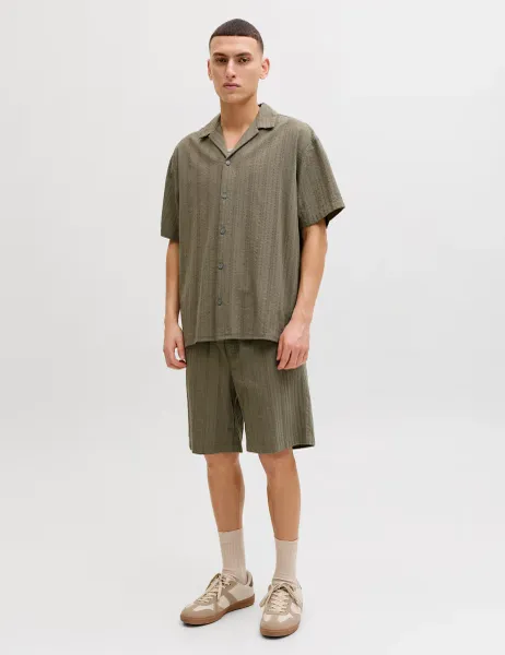 Jack & Jones Regular Fit Short Sleeve Shirt and Shorts Set Khaki