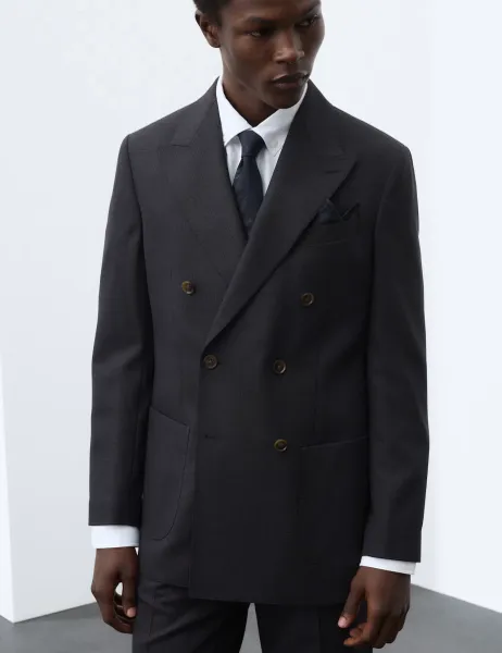 Autograph Tailored Fit Wool Blend Suit Jacket Navy