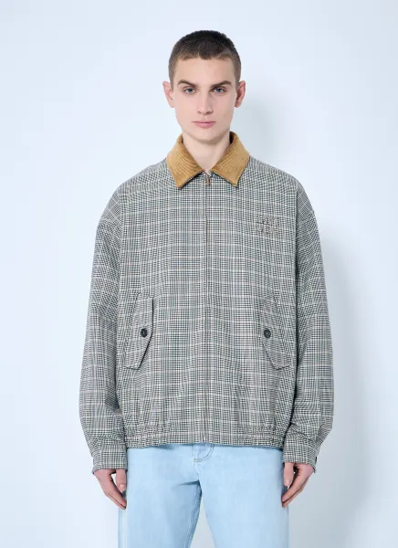 Checked Double-Weave Blouson Jacket