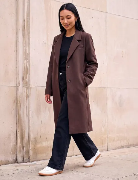 Roman Single Breasted Tailored Coat Chocolate