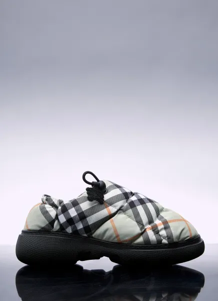 Check Nylon-Blend Pillow Mule