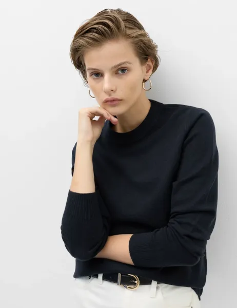 Marks & Spencer Air-Yarn Crew Neck Jumper Midnight Navy