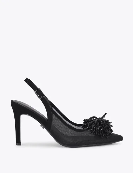 Carvela Crystal Stiletto Heel Slingback Shoes Black