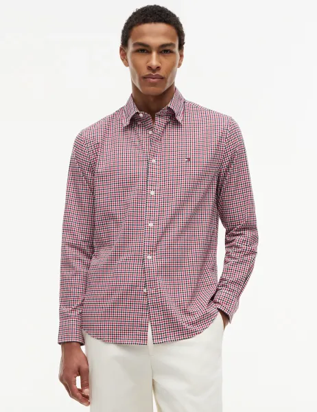 Tommy Hilfiger Regular Fit Pure Cotton Gingham Check Shirt Red Mix