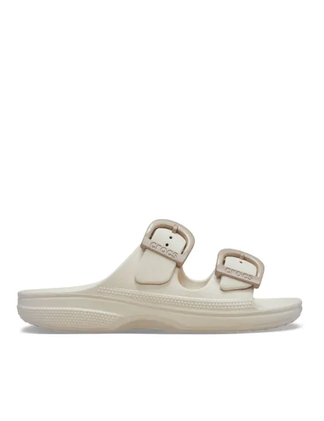 Crocs Sunday Buckle Footbed Sandals Cream