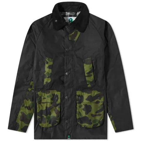 x A Bathing Ape Camo Bedale Wax Jacket
