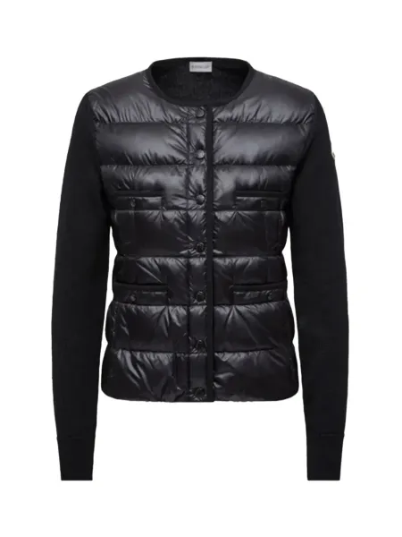 women Padded Wool Cardigan Black