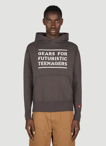 Text Print Hooded Sweatshirt