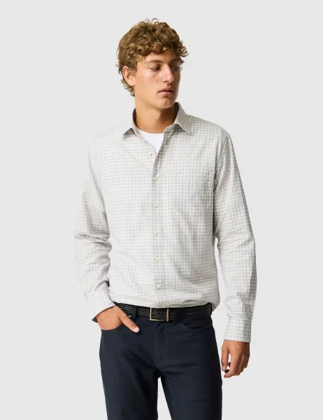 Rodd & Gunn Slim Fit Cotton Linen Blend Oxford Shirt Oatmeal