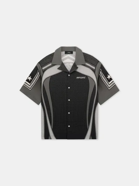 SPORT PANEL OVERSIZED CAMP SHIRT - Black