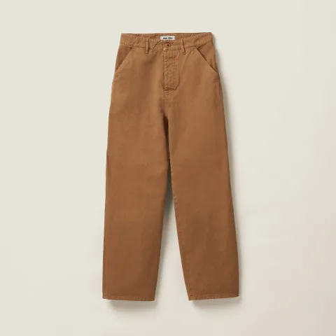 Garment-dyed gabardine pants
