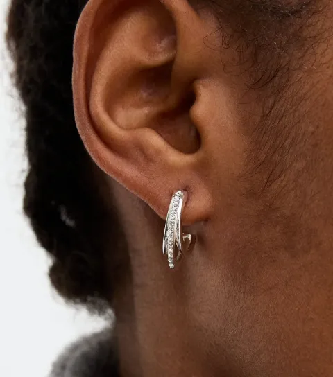 New Look Silver Plated Diamanté Triple Hoop Earrings