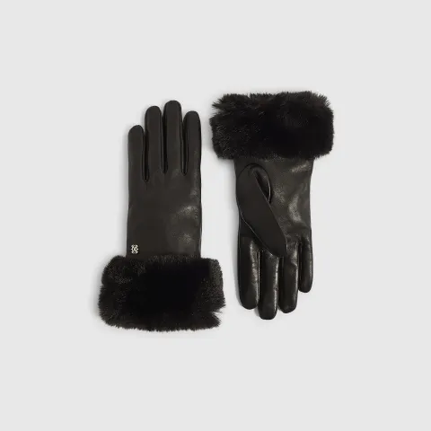 River Island Faux Fur Cuff Leather Gloves