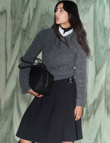 Marks & Spencer Wool Blend V-Neck Jumper with Mohair Mid Grey