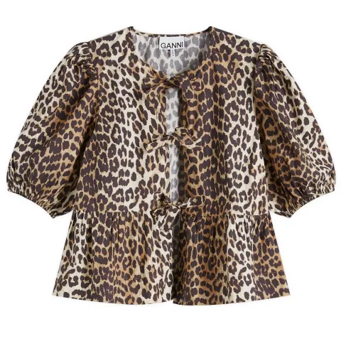 Printed Cotton Poplin Peplum Blouse