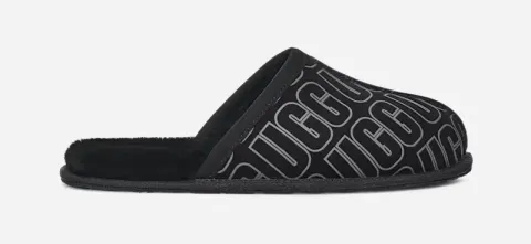 Scuff Graphic Slipper, Leather/Polyester/Wool