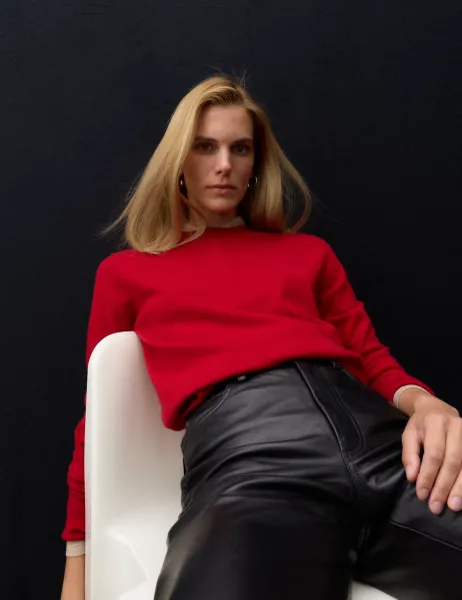 Autograph Pure Cashmere Crew Neck Jumper Ruby Red